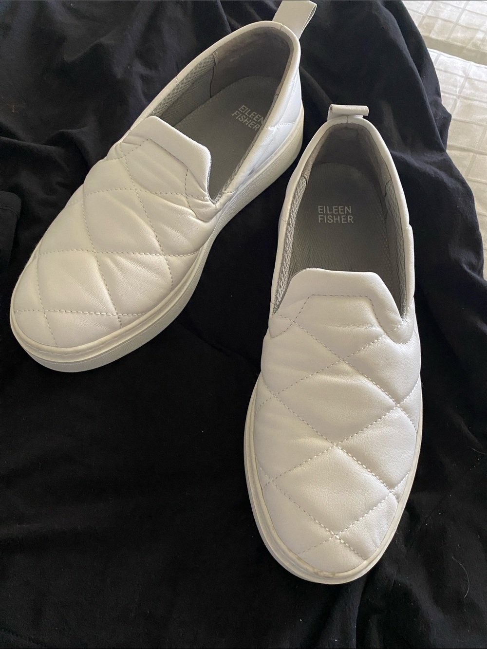 Eileen Fisher Quilted White Slip-On Sneakers